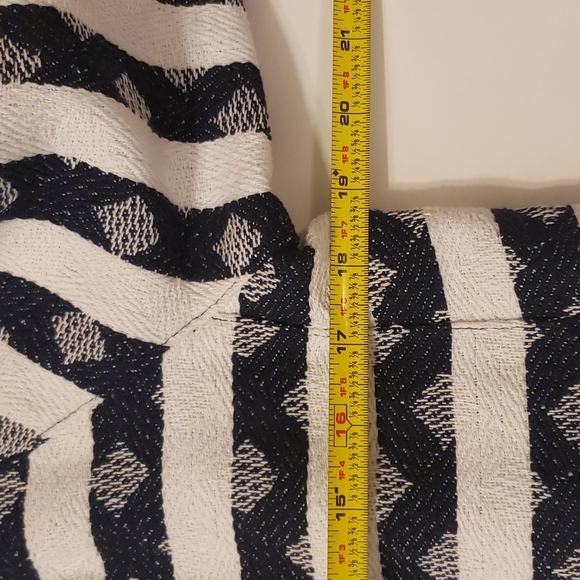 NAVY & WHITE STRIPED DIAMOND ZIGZAG BLAZER PREPPY COASTAL NAUTICAL RAW EDGE NWT - Picture 8 of 10